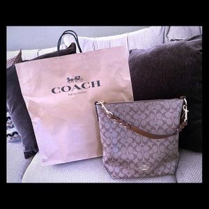 COACH SIGNATURE ABBY DUFFLE KHAKI SADDLE BAG